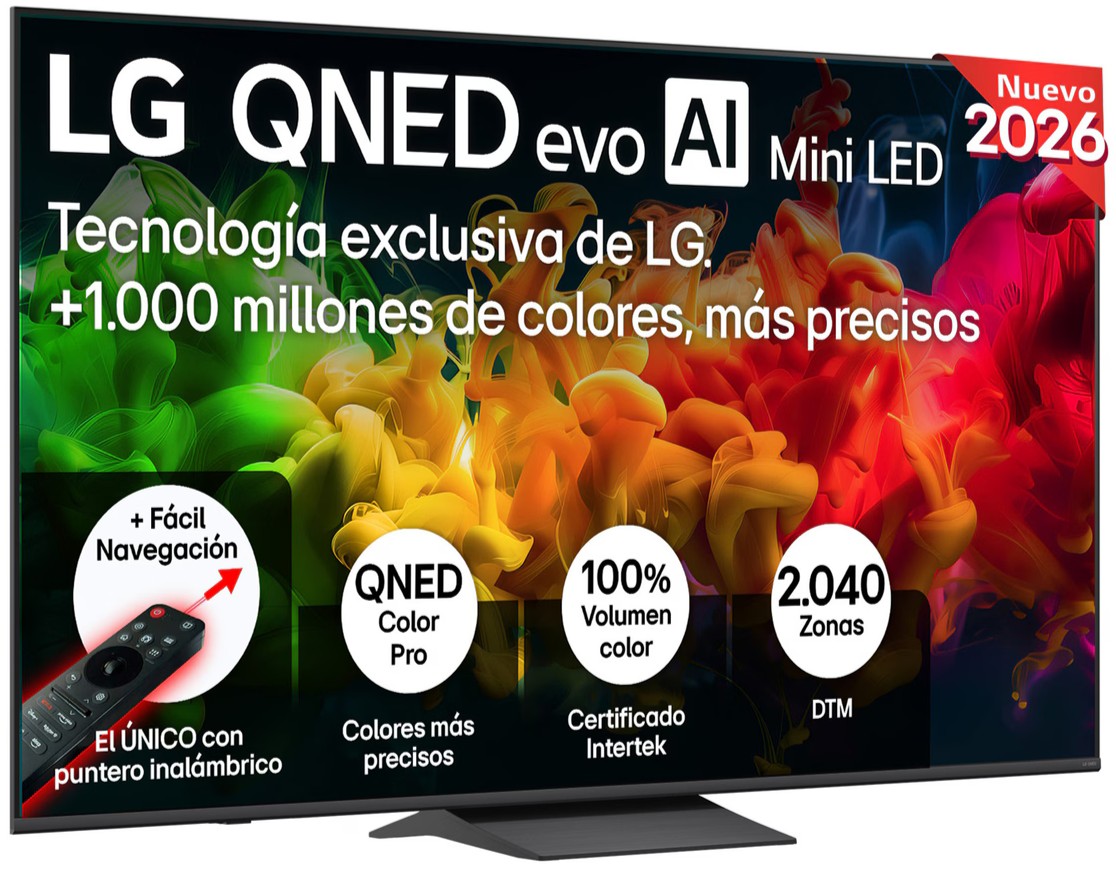Televisor QNED Mini LED LG 75QNED81B6A 75 pulgadas, 4K, 60 Hz, HDR10, webOS 26, negro