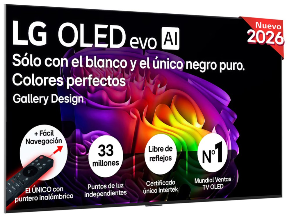 Televisor OLED evo LG OLED65G64LW 65 pulgadas, 4K, 120 Hz, Dolby Vision, webOS 26, negro