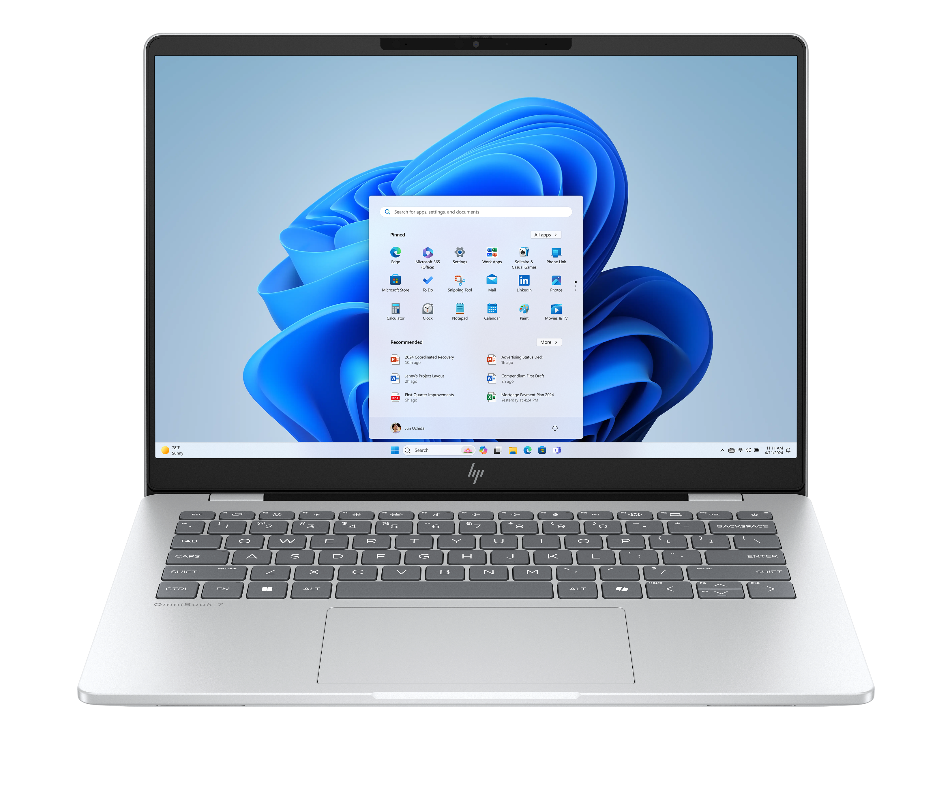 Portátil HP OmniBook 7 AI 14-fr0017ns, Intel Core Ultra 7 255H, 32 GB RAM, 1 TB SSD, 14 pulgadas, Windows 11 Home, plata glaciar