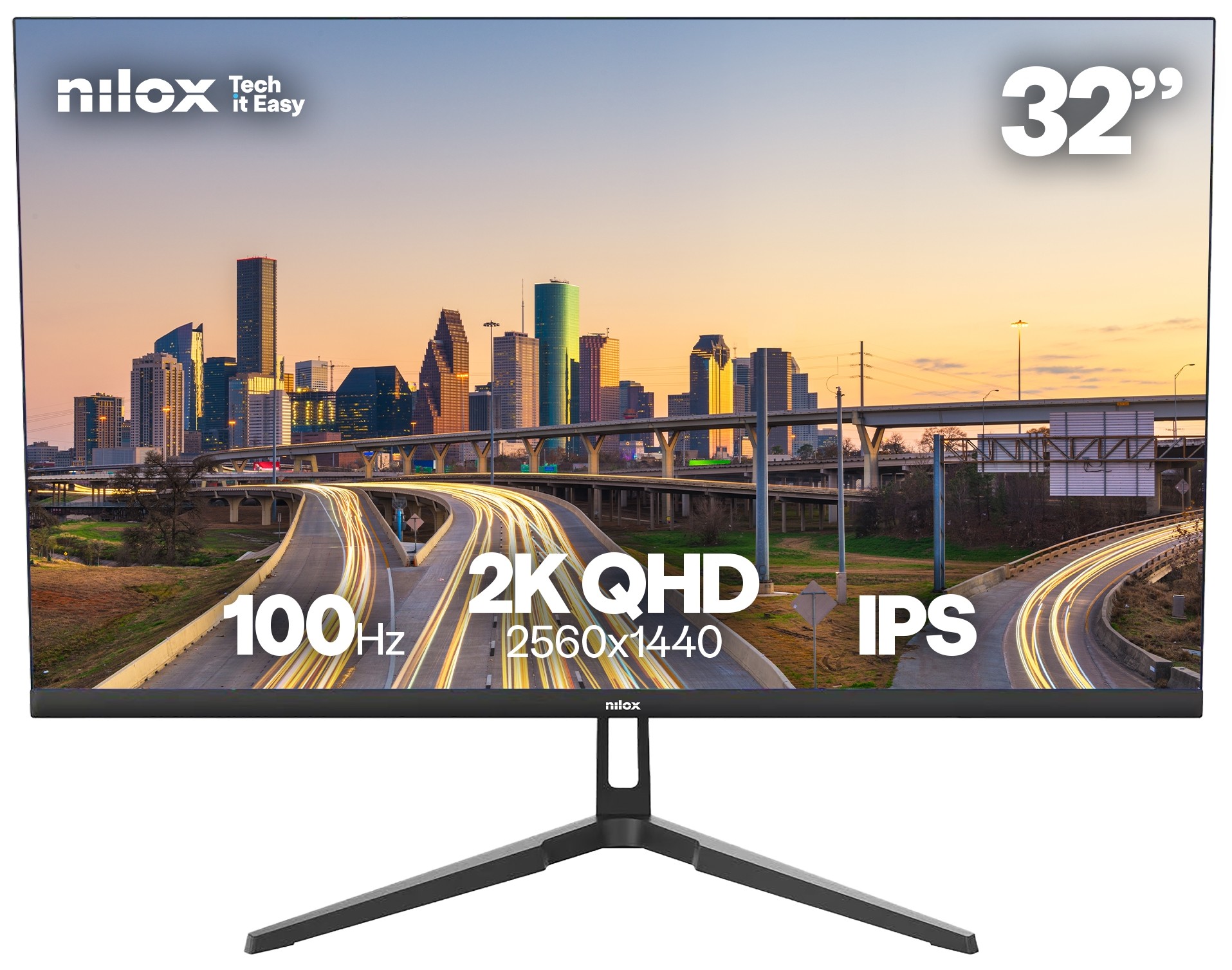 Monitor Nilox NXM322K1001, 32 pulgadas, QHD, IPS, 120 Hz, 4 ms, HDMI, DisplayPort, negro