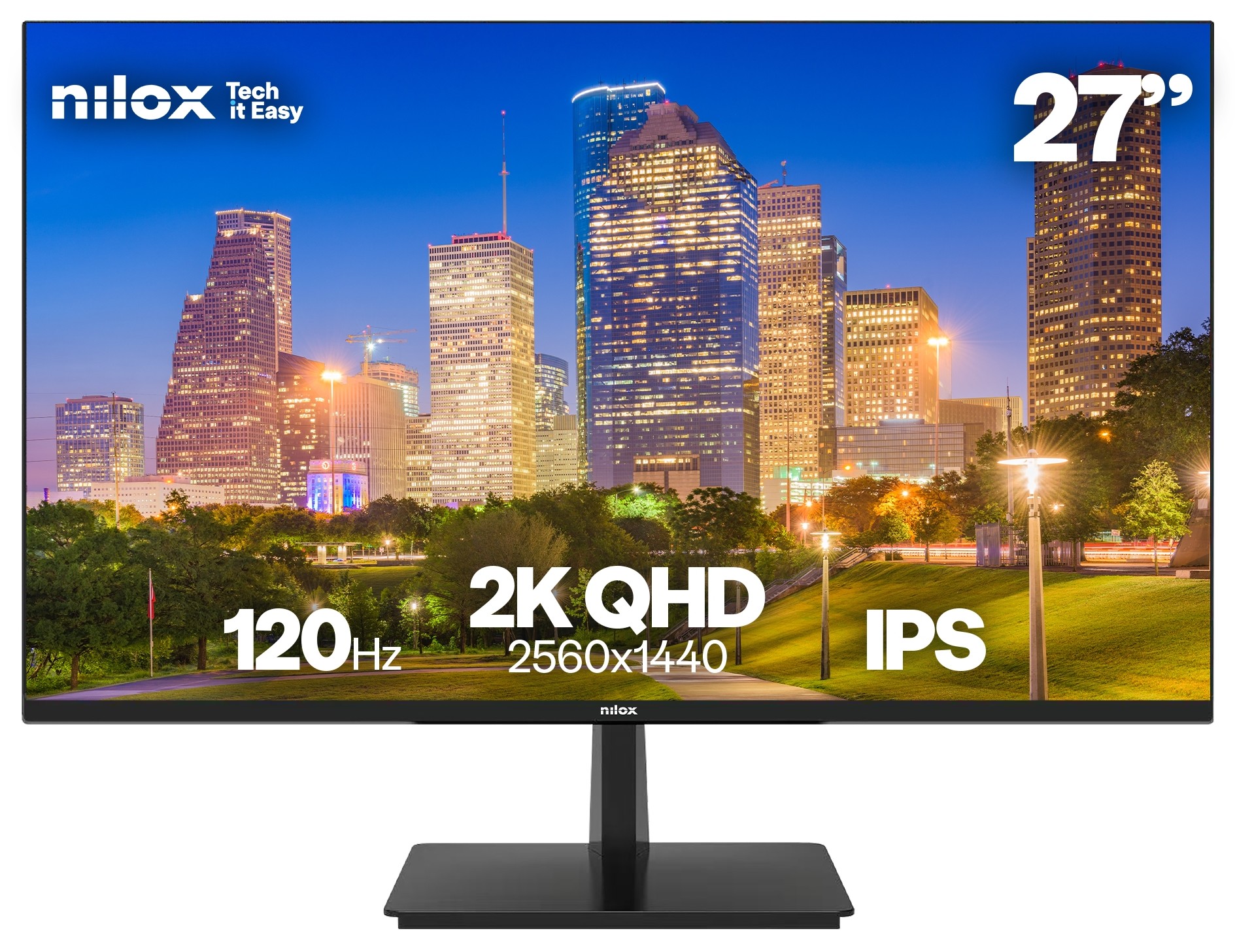 Monitor Nilox NXM272K1204, 27 pulgadas, QHD, IPS, 120 Hz, 4 ms, VESA 100x100, negro