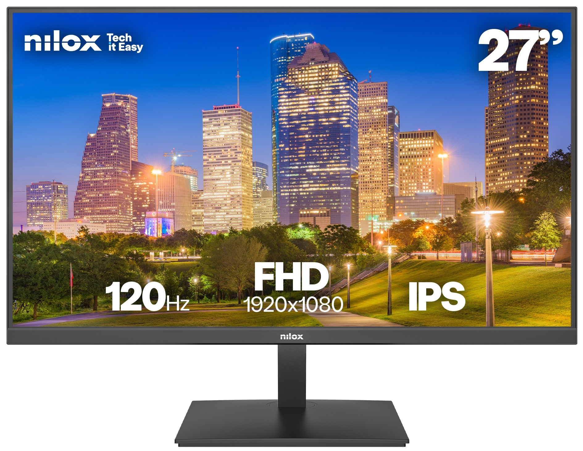 Monitor Nilox NXM27FHD1204, 27 pulgadas, Full HD, IPS, 120 Hz, 4 ms, HDMI, DisplayPort, negro