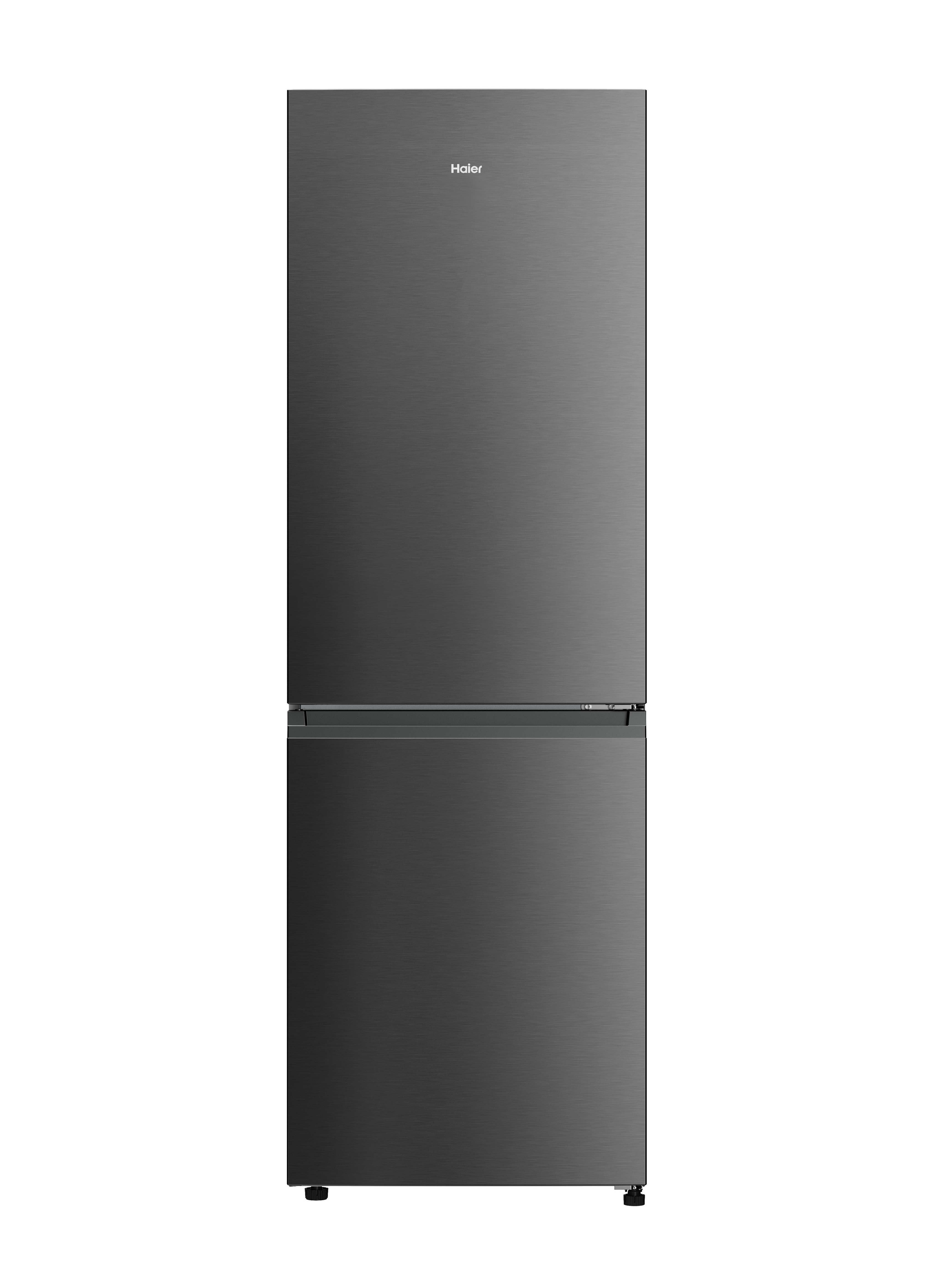 Frigorífico combi Haier HDPR3618DNPD, 185 x 59.5 x 66.7 cm, No Frost, clase D, 216 kWh/año, 35 dB, 355 litros, Fresh 0°C, reversible, inox oscuro