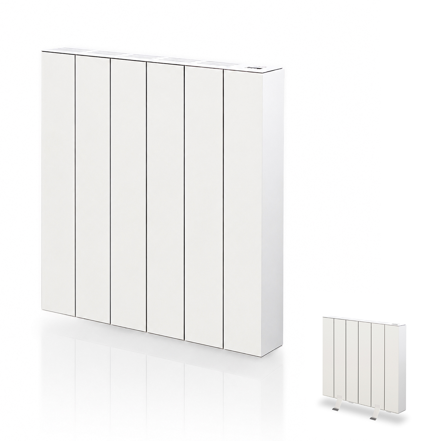 Emisor térmico seco HJM ELIAN 1000B, 1000 W, 6 elementos, programable 24/7, instalación en pared o suelo, blanco