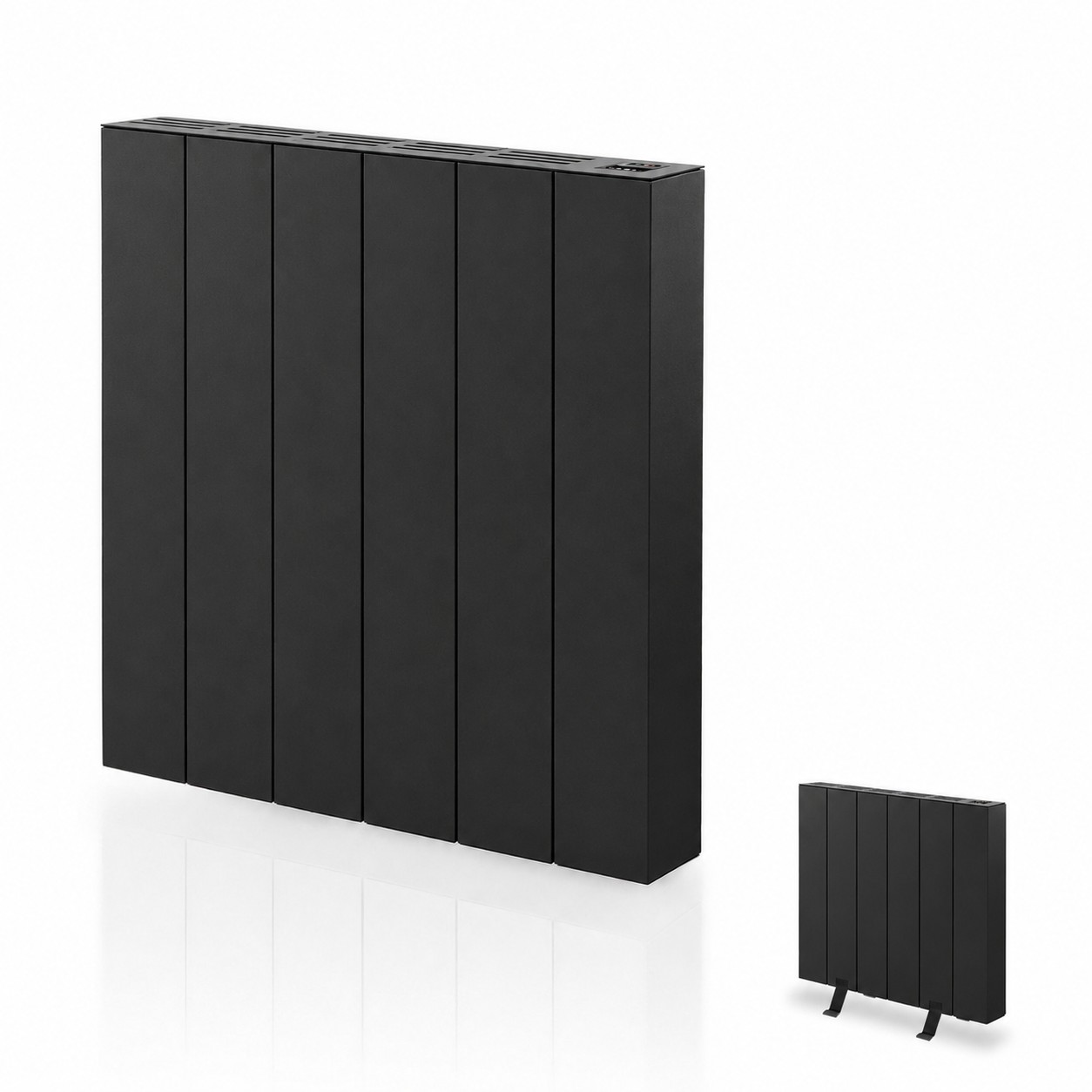 Emisor térmico seco HJM ELIAN 1000N, 1000 W, 6 elementos, programable 24/7, instalación en pared o suelo, negro