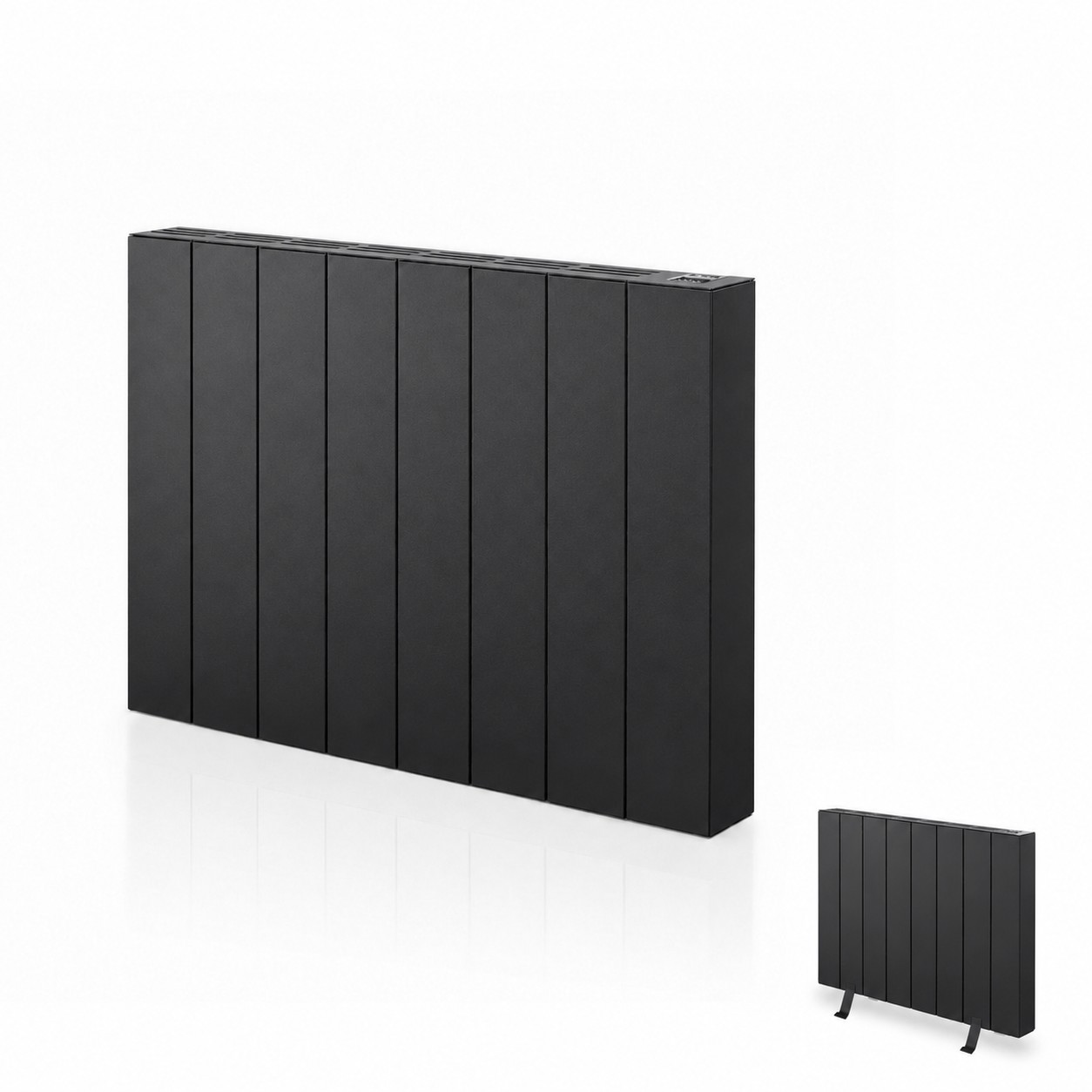 Emisor térmico seco HJM ELIAN 1500N, 1500 W, 8 elementos, programable 24/7, instalación en pared o suelo, negro